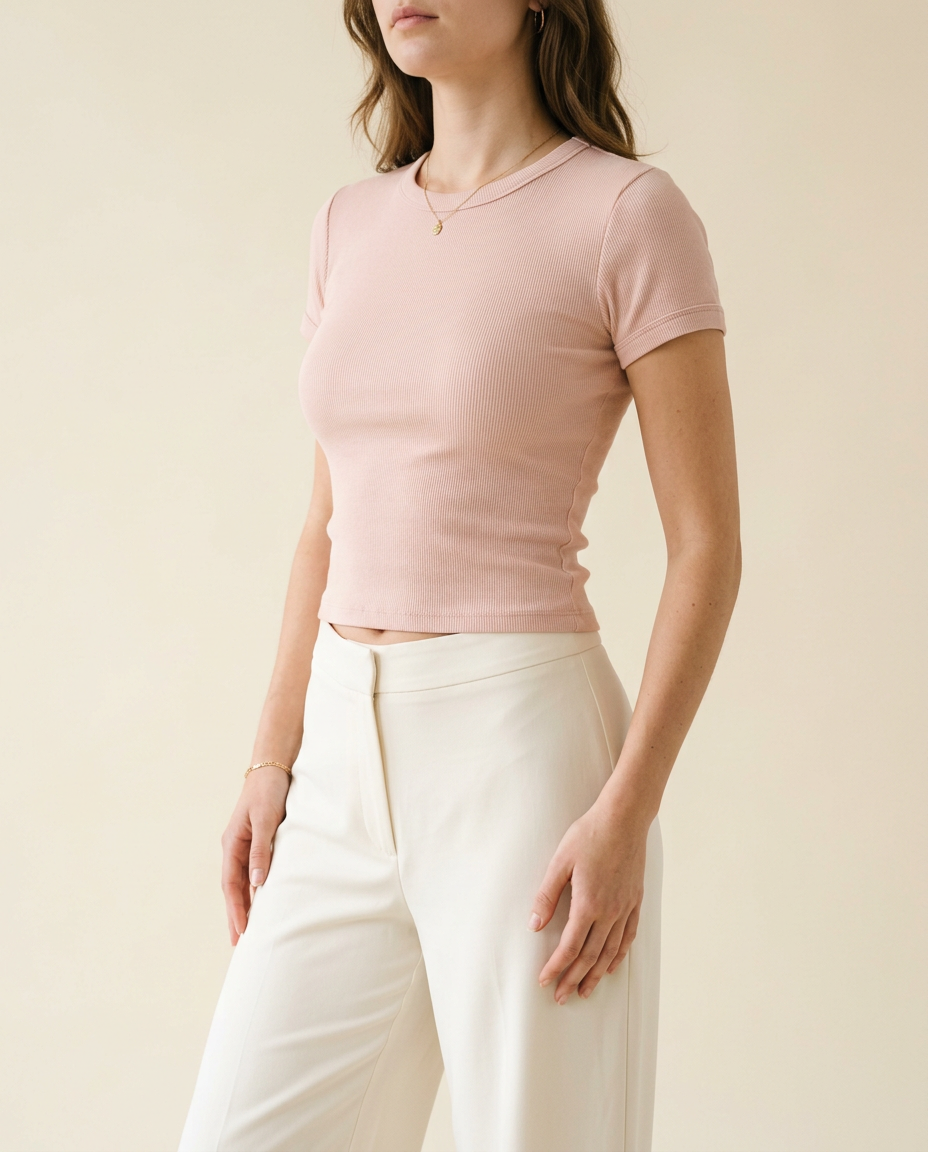 Ribbed Baby Tee in Blush