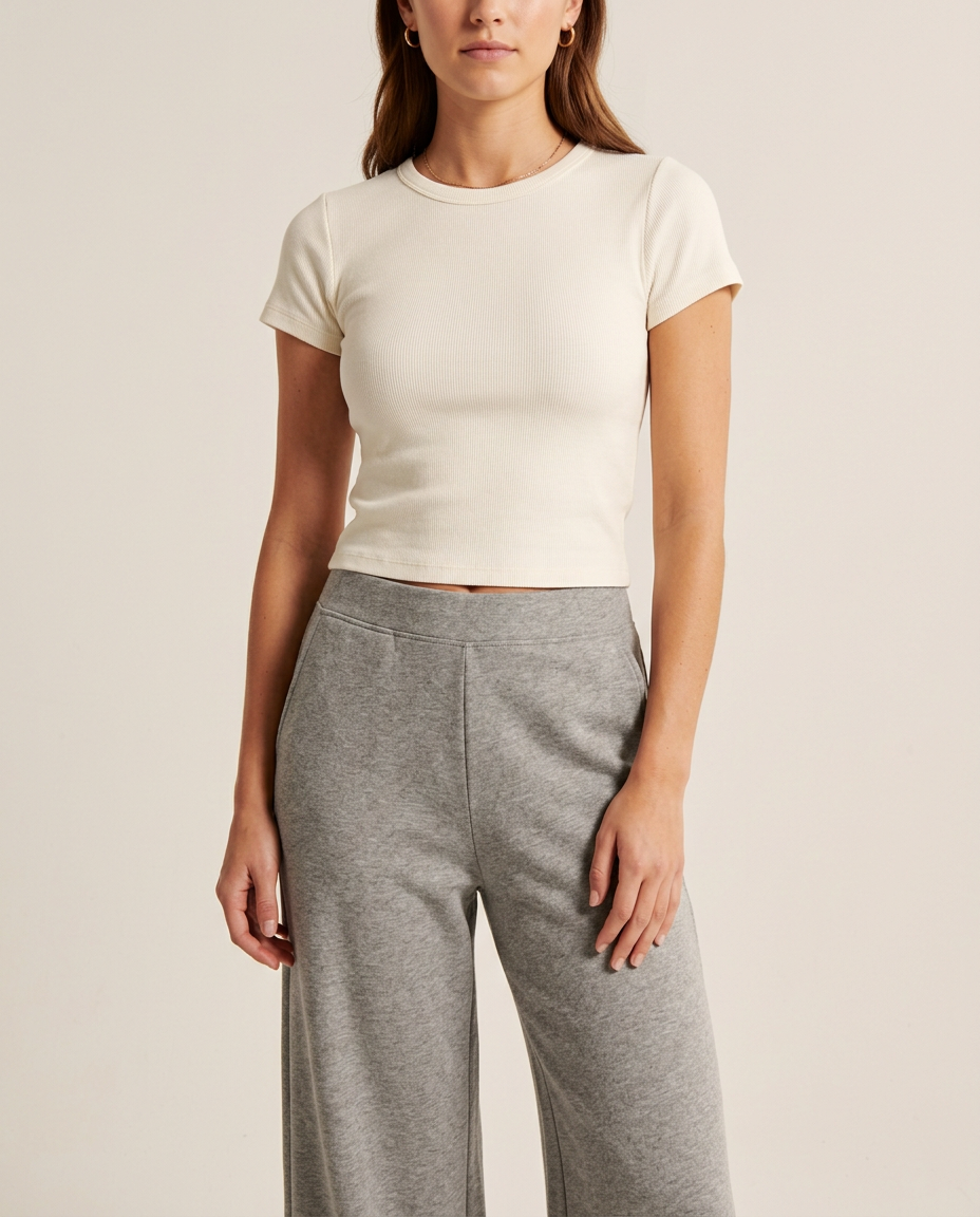 Ribbed Baby Tee in Ivory